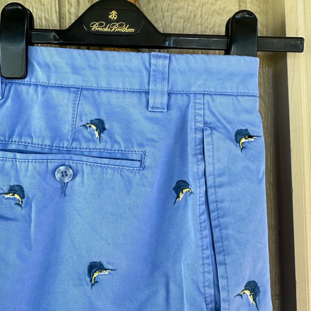 BYRON NELSON Men’s Carolina Blue Cotton Chino 9” Swordfish’ Flat Front Shorts 38